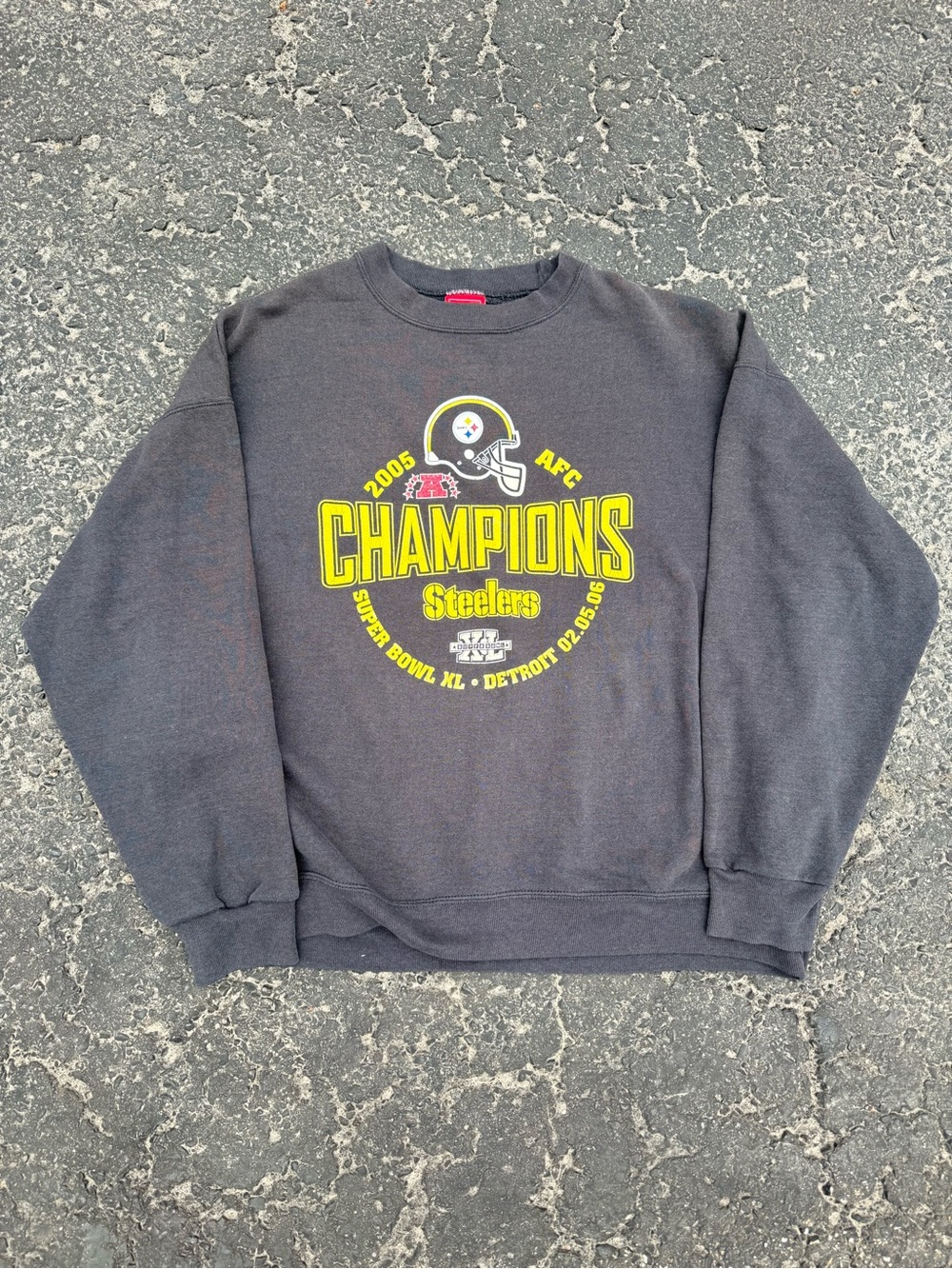NFL Pittsburgh Steelers Gray and Yellow 'Champions' Crewneck Sweatshirt